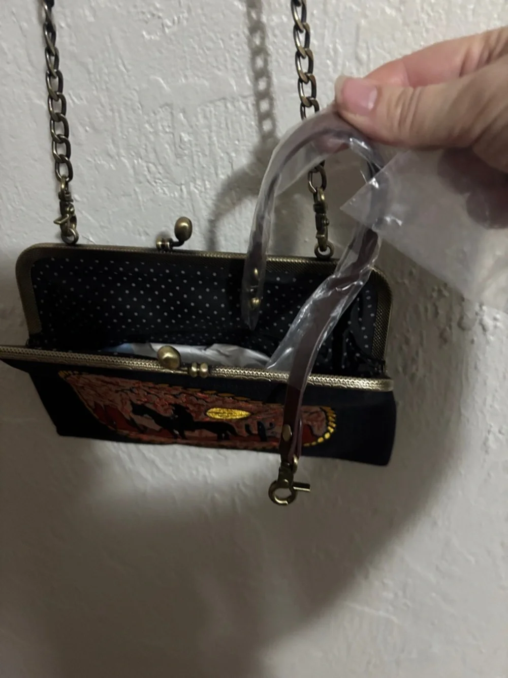 Cowgirl Kiss Lock Black Embroidered Shoulder Bag